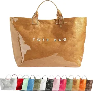 Stellaya Womens Letters Print Tote Bag, Stellaya Tote Bag PVC Kraft Paper Letters Print Handbag for Women