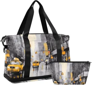 Street Scene Sports Gym Bag with Waterproof Dry Wet Pocket, Travel Duffel Bag for Women MenWorkout Bag Fits Yoga, Swimming