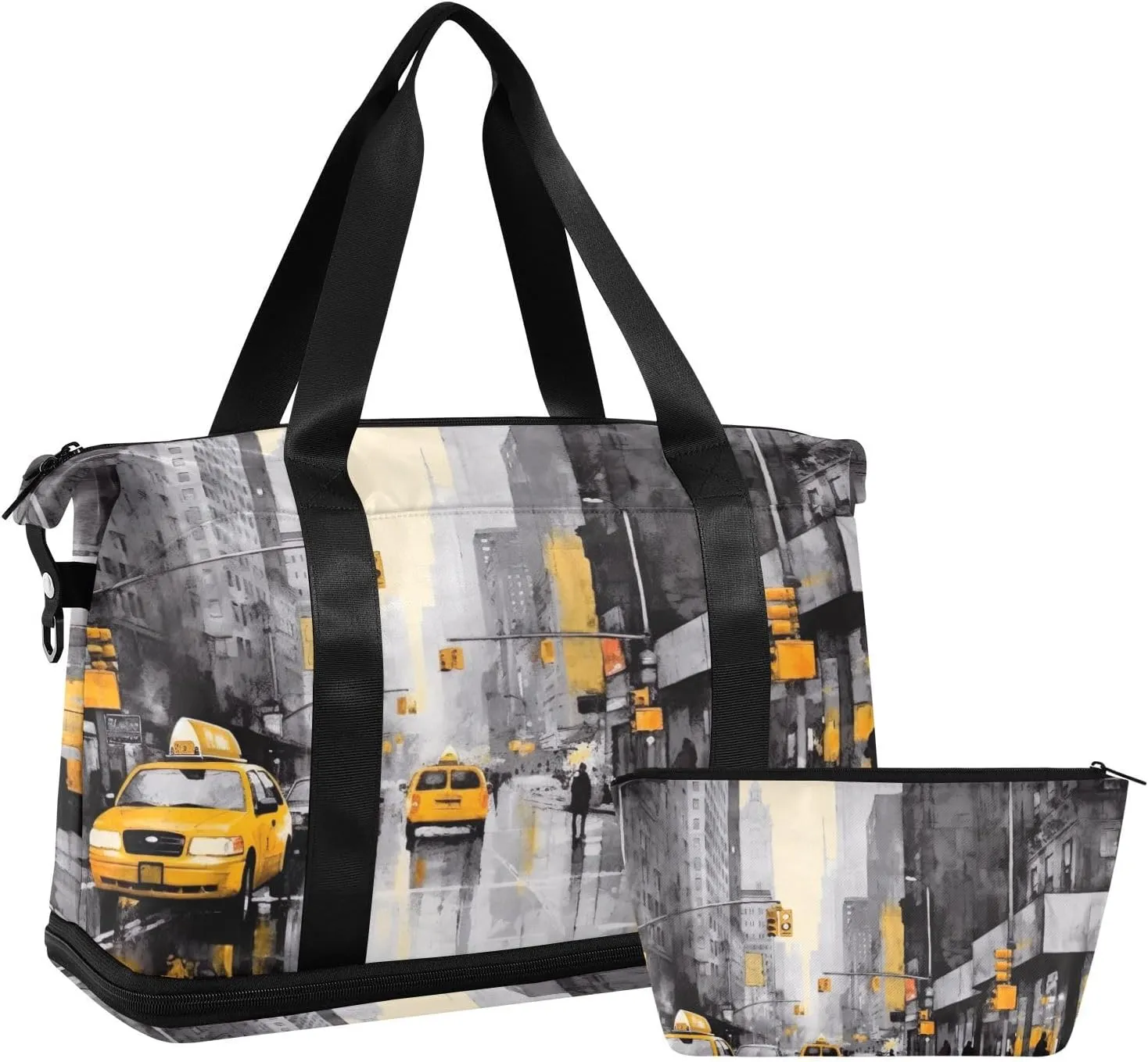 Street Scene Sports Gym Bag with Waterproof Dry Wet Pocket, Travel Duffel Bag for Women MenWorkout Bag Fits Yoga, Swimming