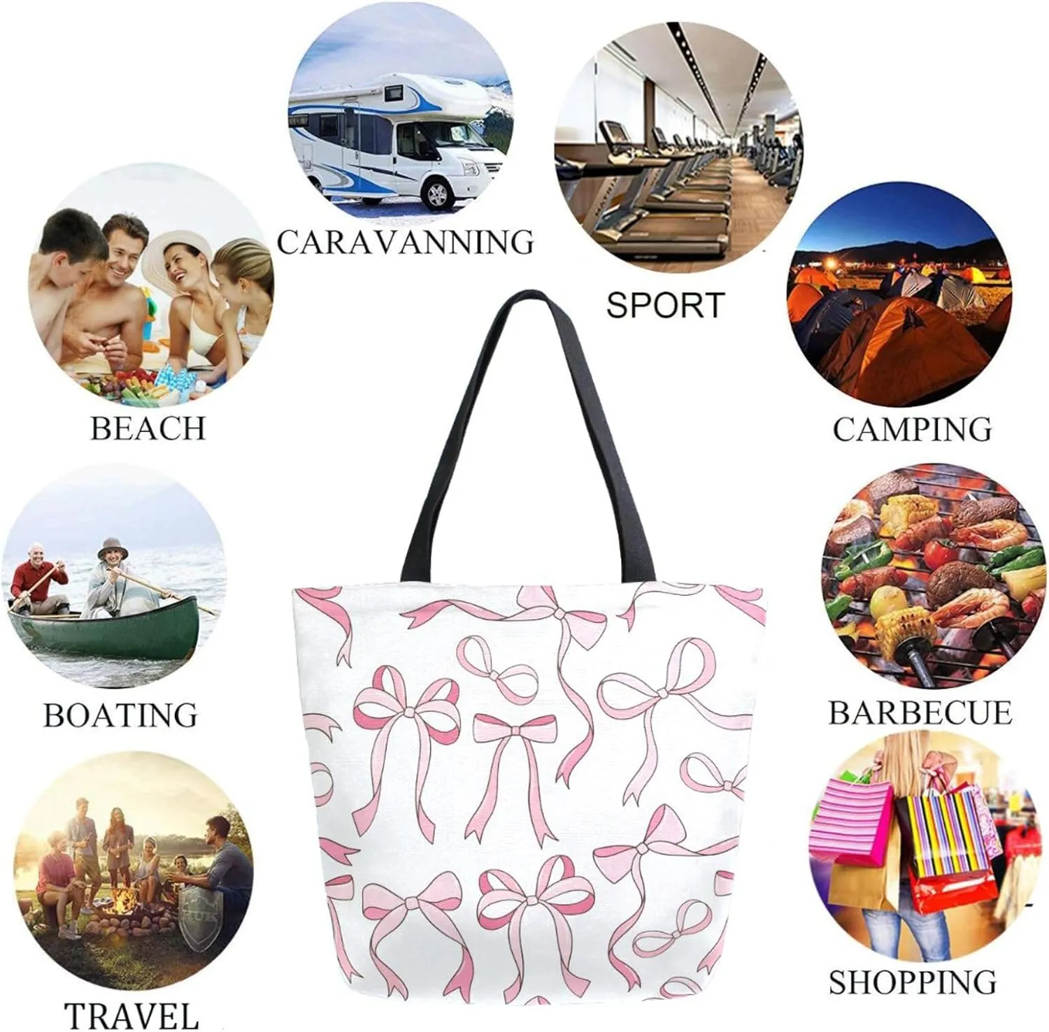 Stylish Pattern Cute Big Handle Bag Extra Large Shoulder Tote Bag for Beach Travel Weekender Gym Grocery Shopping