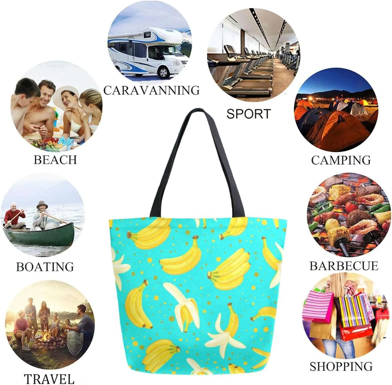 Stylish Pattern Cute Big Handle Bag Extra Large Shoulder Tote Bag for Beach Travel Weekender Gym Grocery Shopping