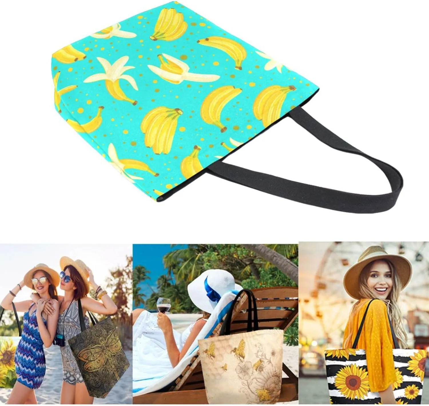 Stylish Pattern Cute Big Handle Bag Extra Large Shoulder Tote Bag for Beach Travel Weekender Gym Grocery Shopping