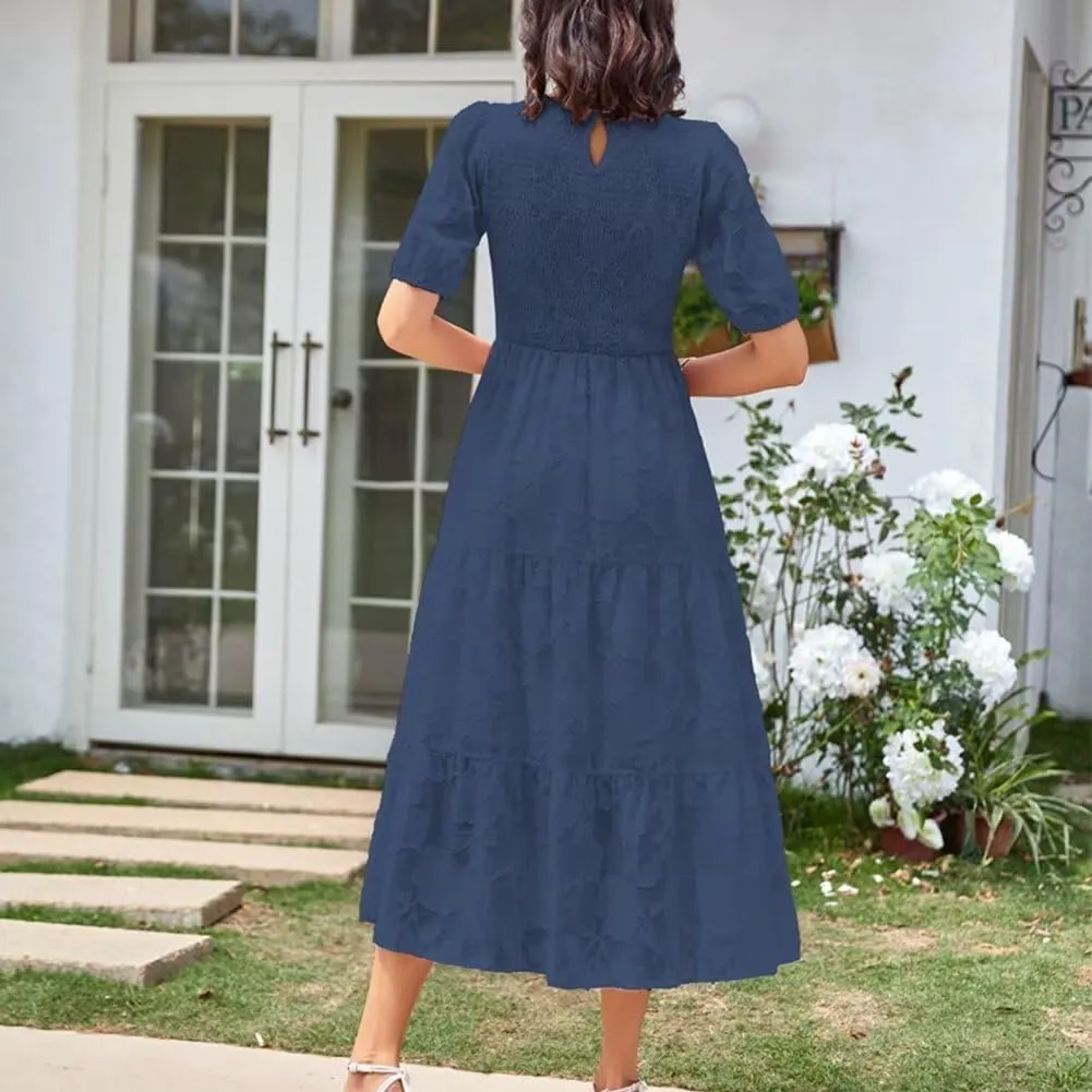 Summer Dresses for Women 2025 Puff Sleeve Maxi Dress Wedding Guest Dress Floral Lace Dress