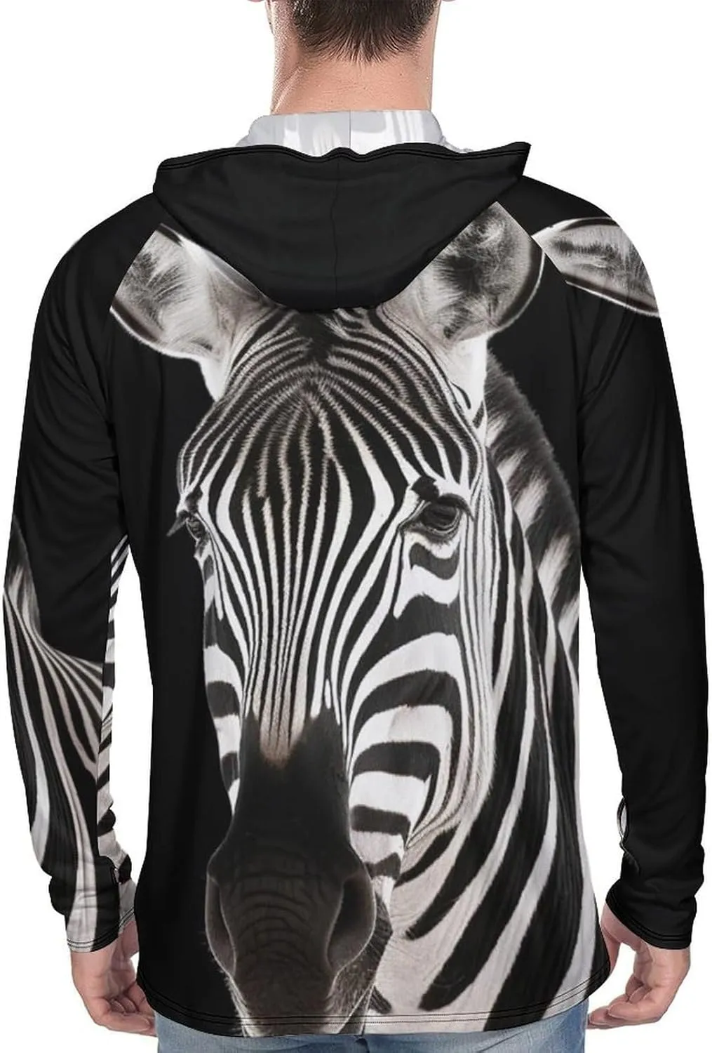 Sun Protection Shirt Long Sleeve Hoodie Zebra Lightweight Rash Guard Quick Dry Sun Shirt for Outdoor