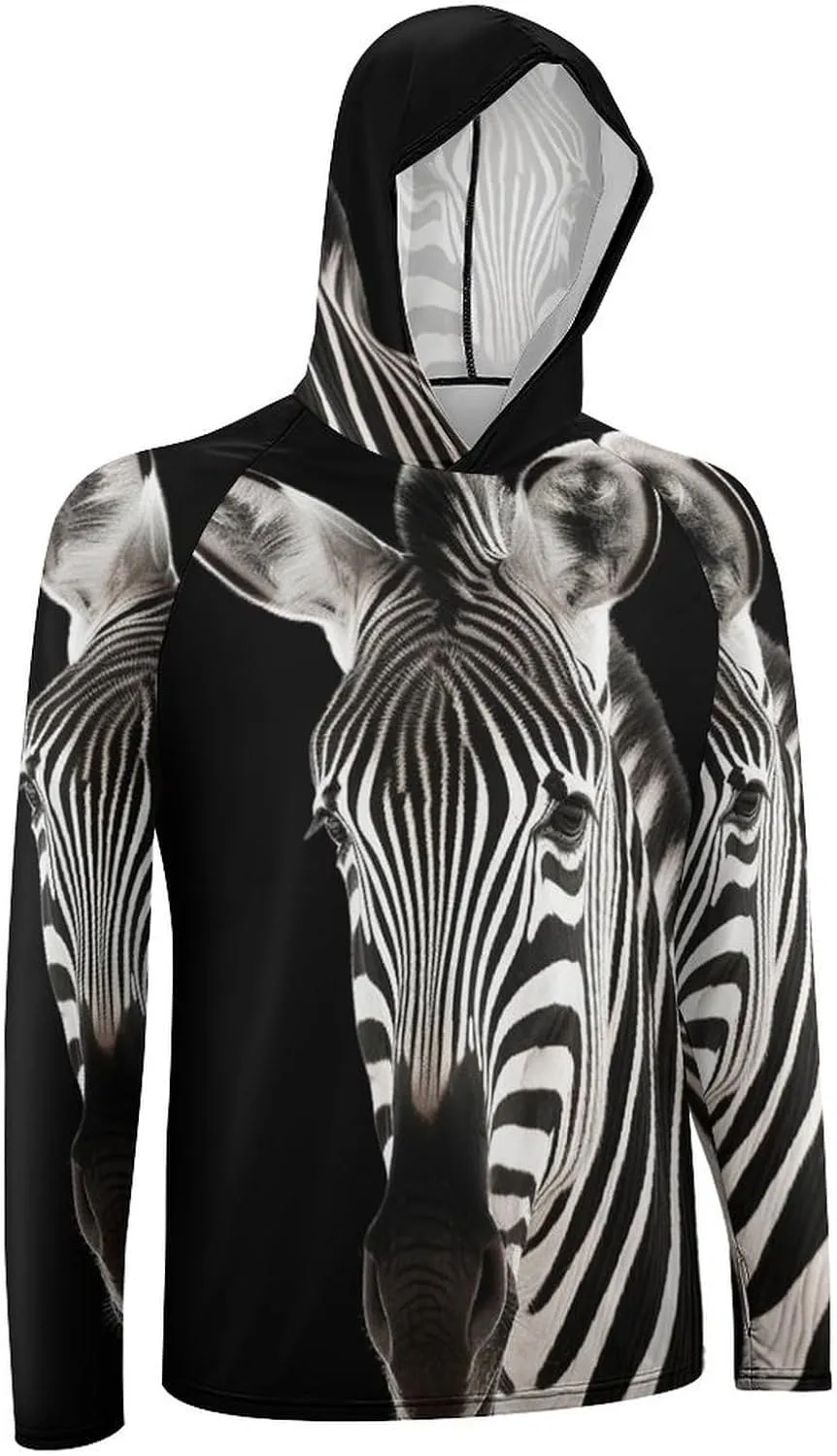 Sun Protection Shirt Long Sleeve Hoodie Zebra Lightweight Rash Guard Quick Dry Sun Shirt for Outdoor