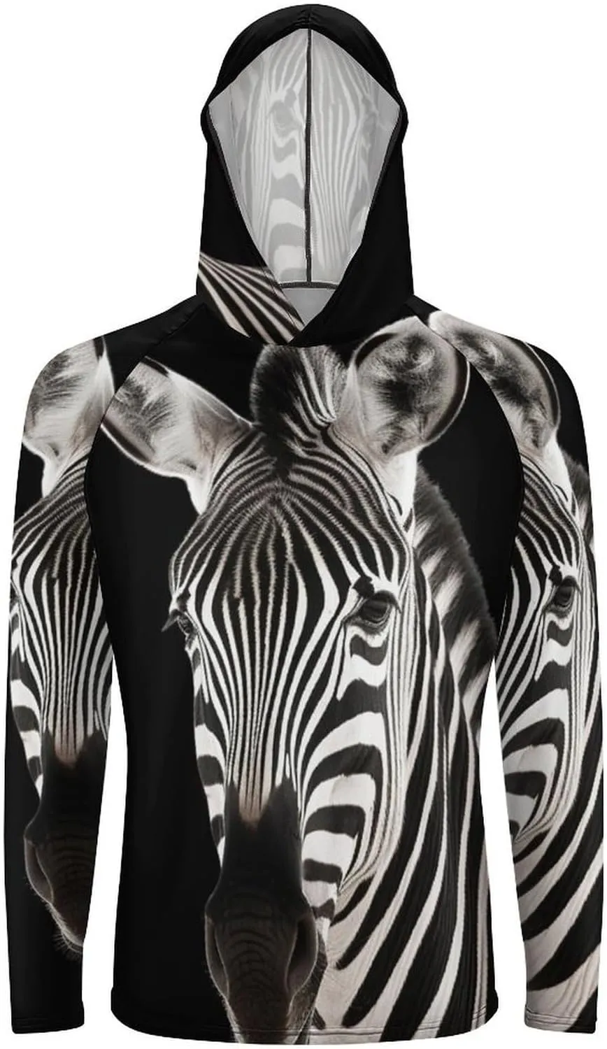 Sun Protection Shirt Long Sleeve Hoodie Zebra Lightweight Rash Guard Quick Dry Sun Shirt for Outdoor