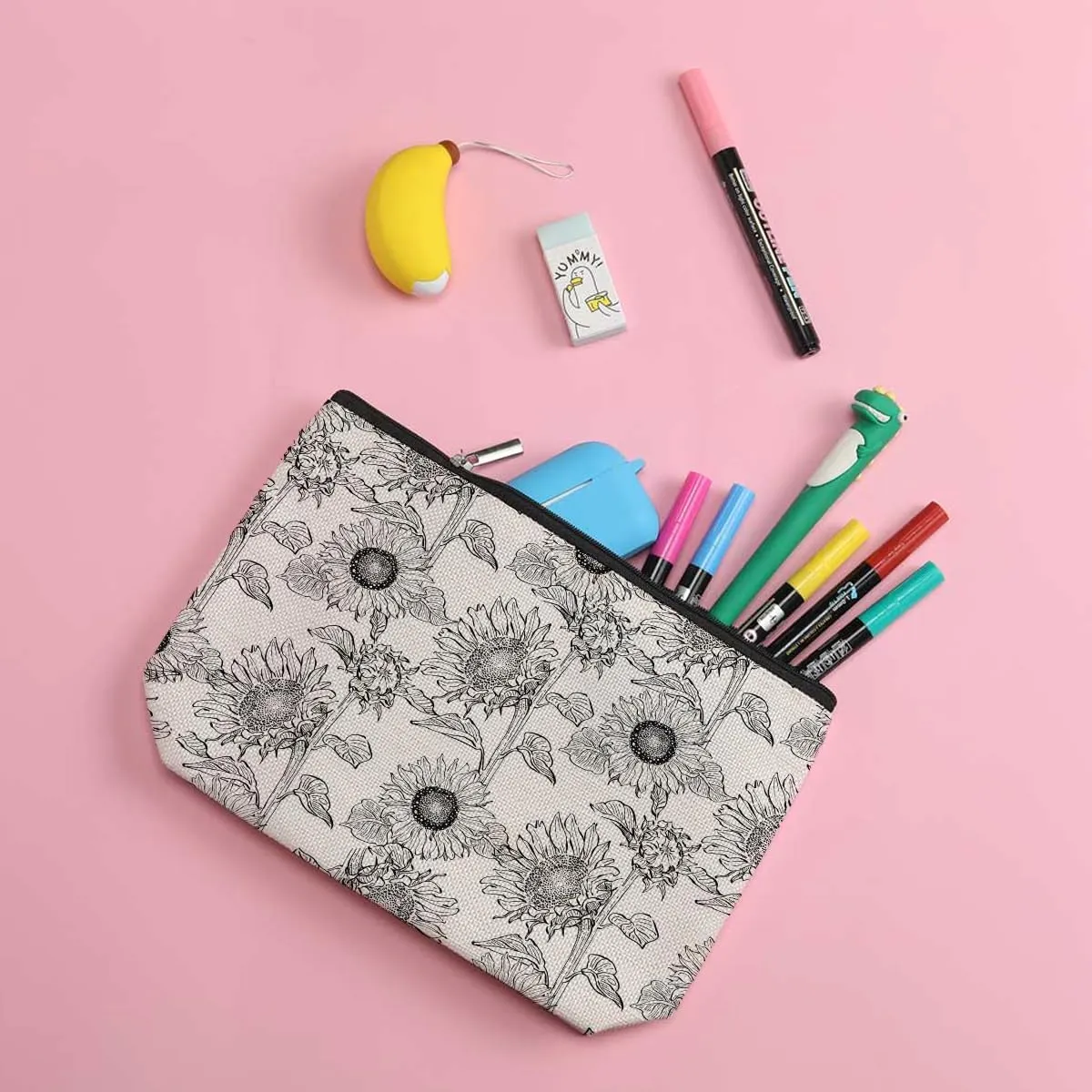Sunflower Gifts for Women Friends Mother Makeup Bag Sunflower Stuff Sunflower Accessories Makeup Pouch Retirement Appreciation Friendship Gifts Birthday Mothers Day Graduation Cosmetic Travel Bag