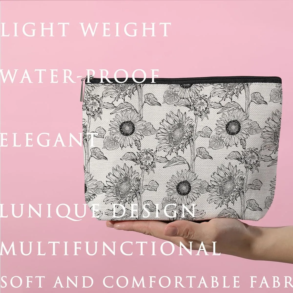 Sunflower Gifts for Women Friends Mother Makeup Bag Sunflower Stuff Sunflower Accessories Makeup Pouch Retirement Appreciation Friendship Gifts Birthday Mothers Day Graduation Cosmetic Travel Bag