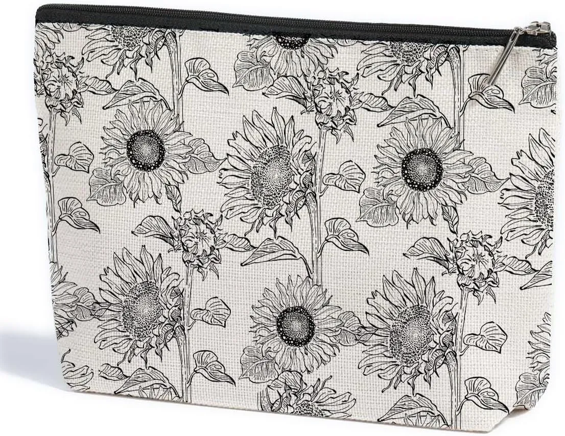 Sunflower Gifts for Women Friends Mother Makeup Bag Sunflower Stuff Sunflower Accessories Makeup Pouch Retirement Appreciation Friendship Gifts Birthday Mothers Day Graduation Cosmetic Travel Bag