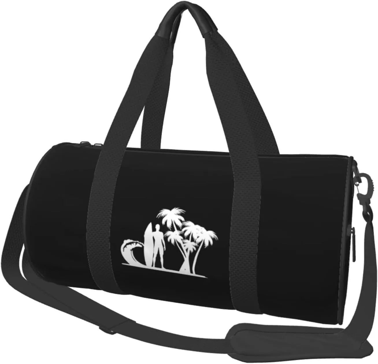 Surfer Palm Trees Convertible Garment Bag with Shoulder Strap, Carry on Garment Duffel Bag for Men Women - Rolling Foldable for Travel Luggage Bags (Black)