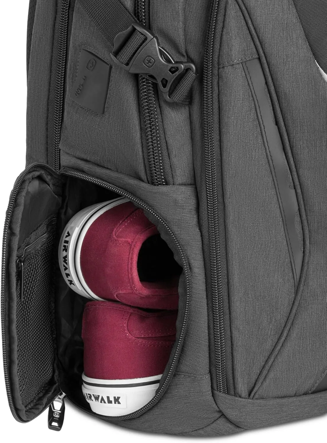 SwissGear Travel Tech Elite Laptop Backpack  Fits Laptops up to 16  ScanSmart TSA-Friendly Backpack with USB Port, Shoe Compartment & Organizer Pockets  Heather Grey