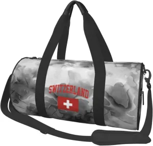 Switzerland Flag Convertible Garment Bag with Shoulder Strap, Carry on Garment Duffel Bag for Men Women - Rolling Foldable for Travel Luggage Bags (Black)