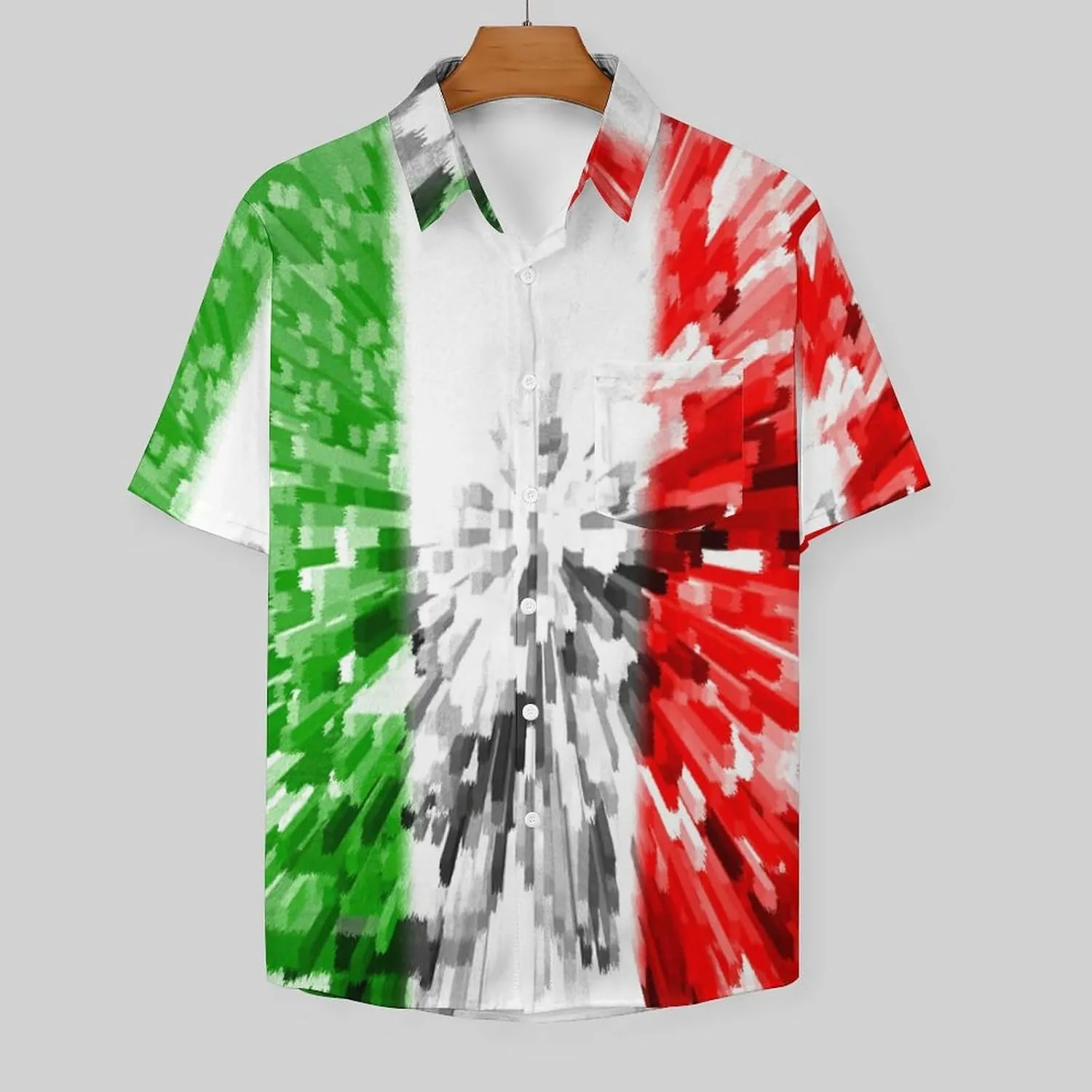 TAIZIYEAH Flag of Italy Shirts for Men Short Sleeve Beach Shirt Casual Button Down Shirts Tops Quick Dry with Designs 4XL