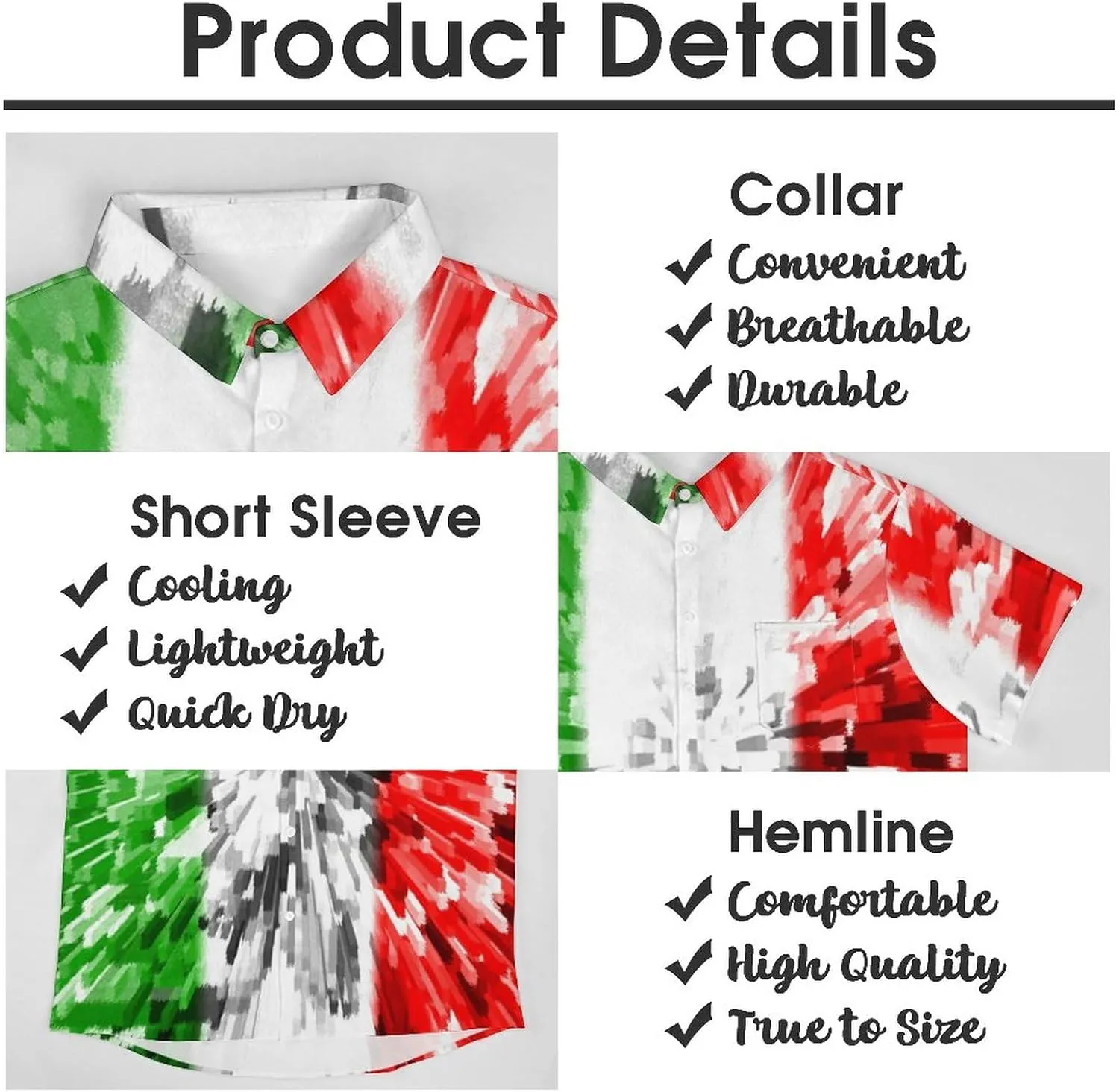 TAIZIYEAH Flag of Italy Shirts for Men Short Sleeve Beach Shirt Casual Button Down Shirts Tops Quick Dry with Designs 4XL