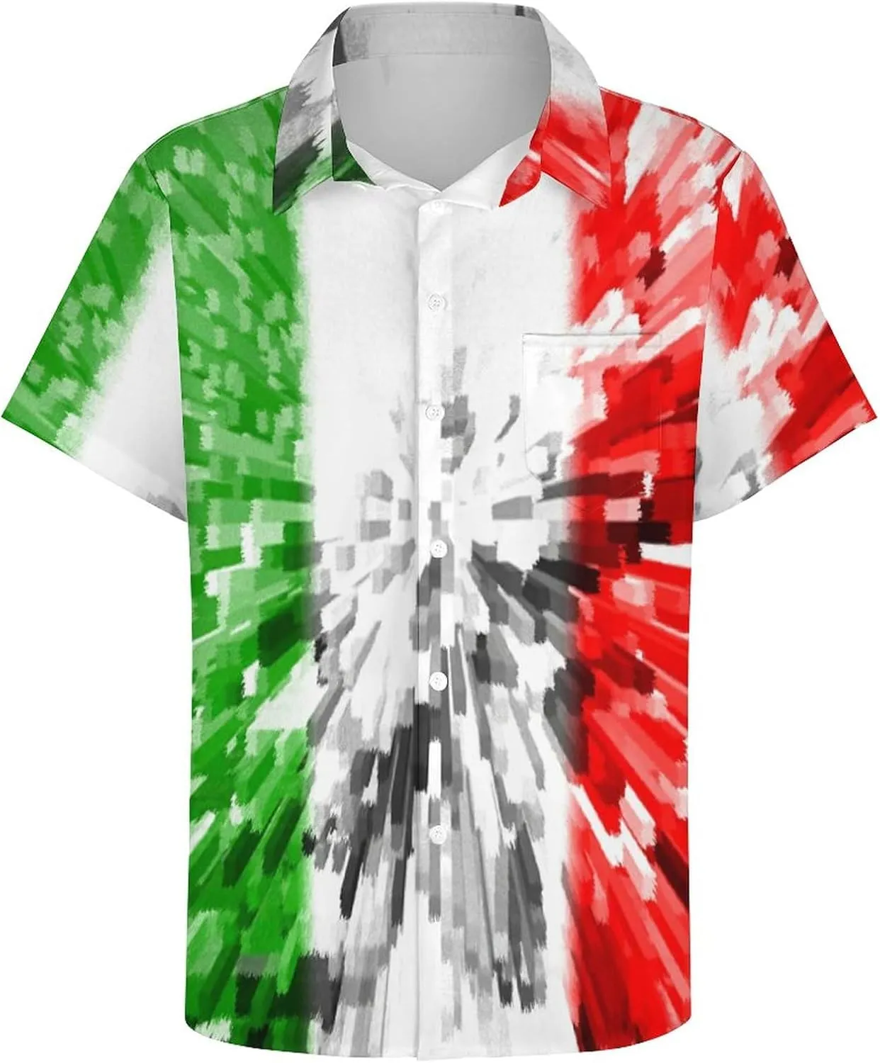 TAIZIYEAH Flag of Italy Shirts for Men Short Sleeve Beach Shirt Casual Button Down Shirts Tops Quick Dry with Designs 4XL