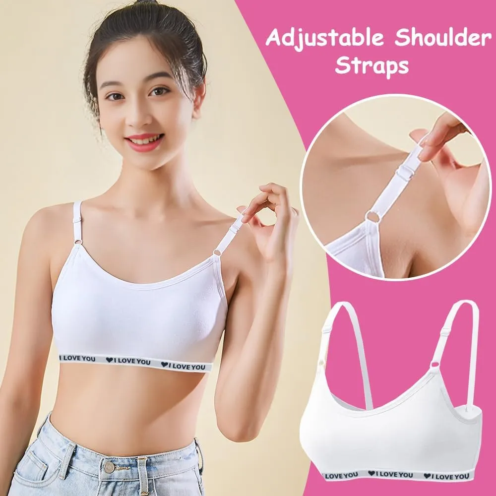 Teens Girls Bras Cotton Wireless Camisole Stretch with Fixed Pads Breathable Training Bralette for 10-18 Years