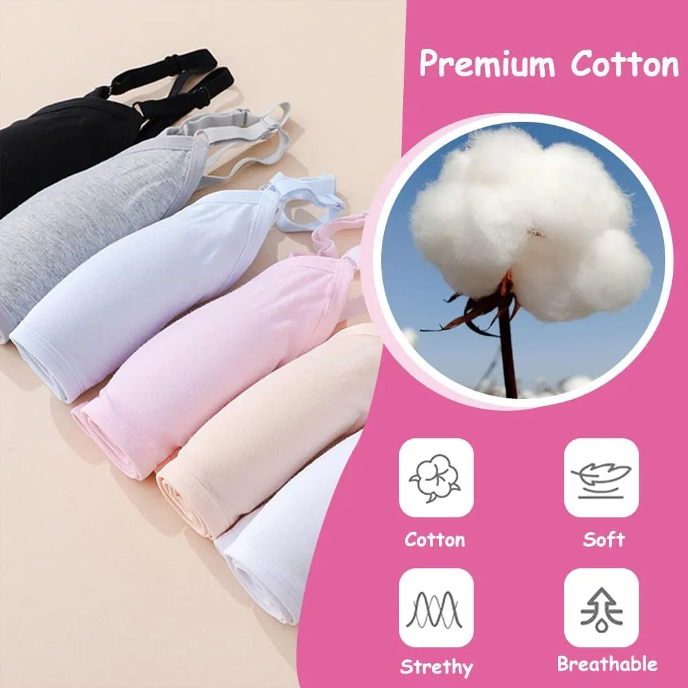 Teens Girls Bras Cotton Wireless Camisole Stretch with Fixed Pads Breathable Training Bralette for 10-18 Years