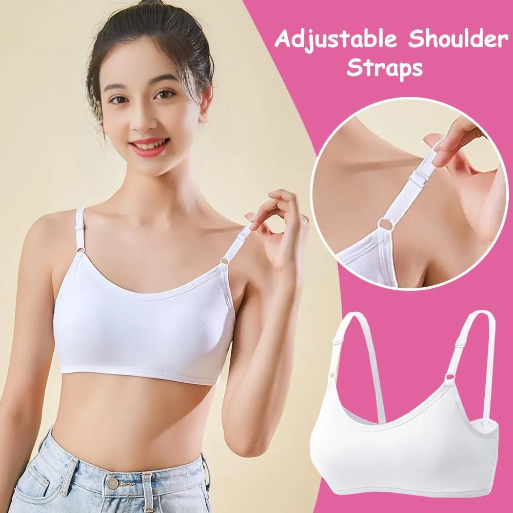 Teens Girls Bras Cotton Wireless Camisole Stretch with Fixed Pads Breathable Training Bralette for 10-18 Years