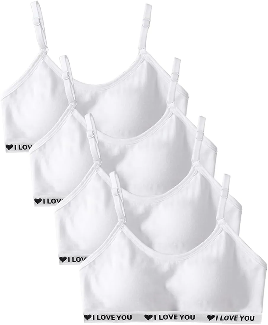 Teens Girls Bras Cotton Wireless Camisole Stretch with Fixed Pads Breathable Training Bralette for 10-18 Years