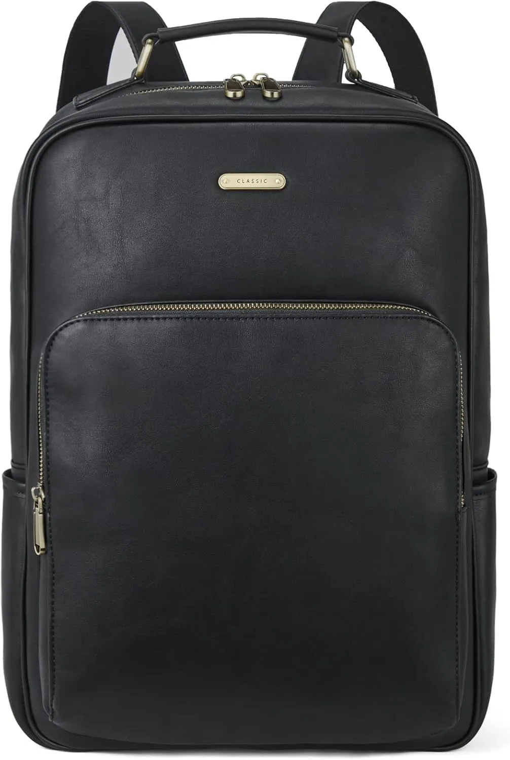 Telena Leather Laptop Backpack for Women College Casual 15.6 inch Work Computer Bag Black