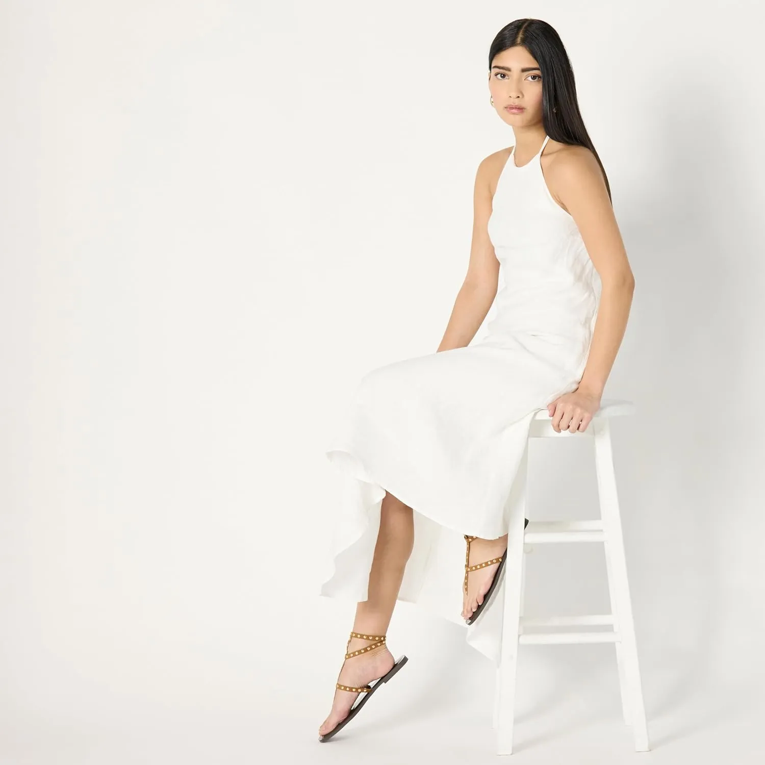The Drop Women's Standard Ciga Halter Linen Maxi Dress