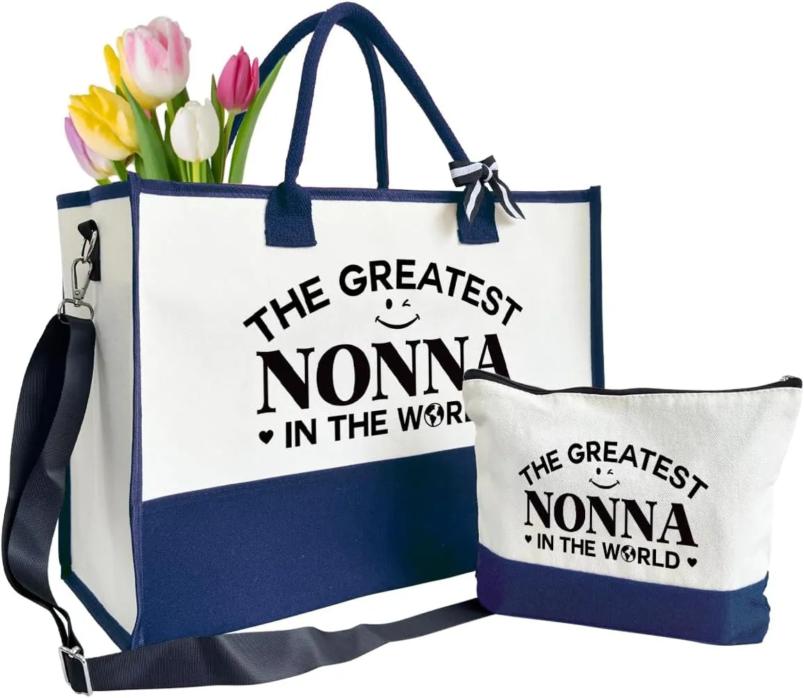 The Greatest Nonna Bag Gifts, Canvas Tote Bag for Grandma, Grandma Gifts, Cosmetic Bag, Makeup bag, Travel Bag Gifts for Nonna, Canvas Tote Bag With Zipper, Mothers Day Christmas Gifts A50