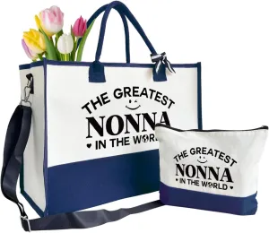 The Greatest Nonna Bag Gifts, Canvas Tote Bag for Grandma, Grandma Gifts, Cosmetic Bag, Makeup bag, Travel Bag Gifts for Nonna, Canvas Tote Bag With Zipper, Mothers Day Christmas Gifts A50