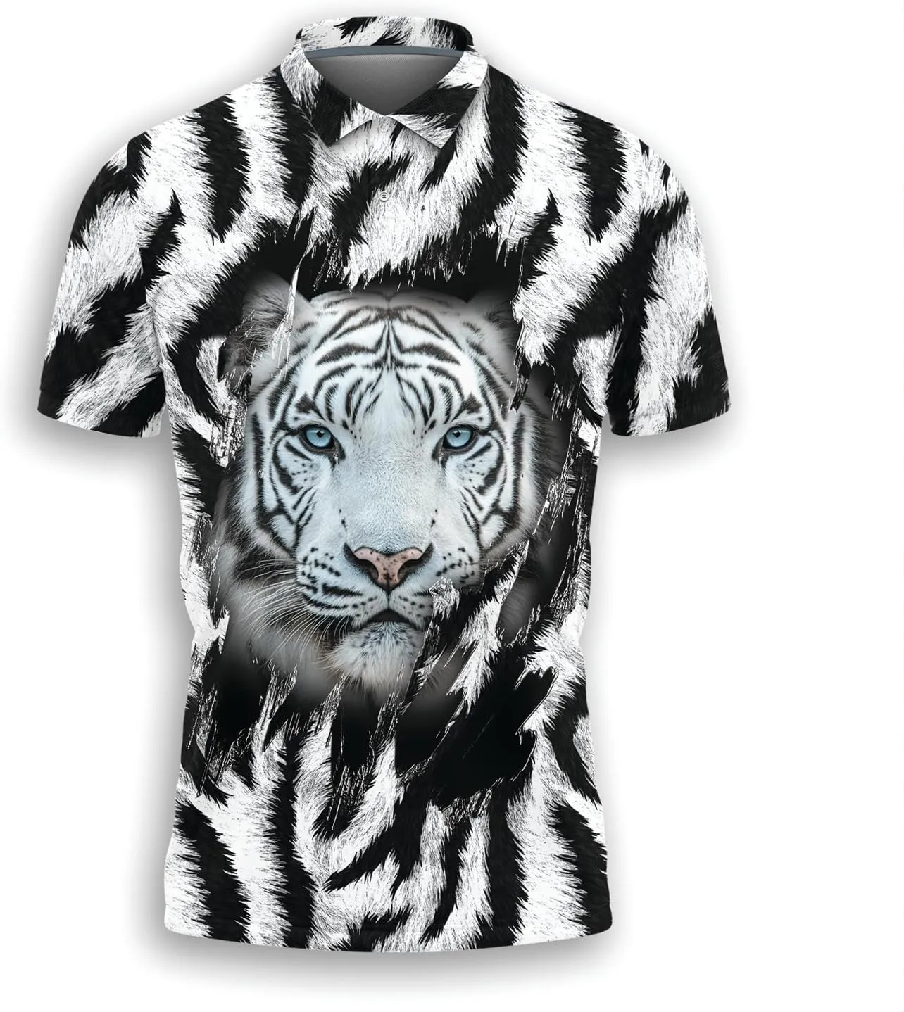 Tigre Polo Shirts for Men - Tigre Lover Stylish Mens Goft Shirt Casual Short Sleeve Button Down Outfit Set 41