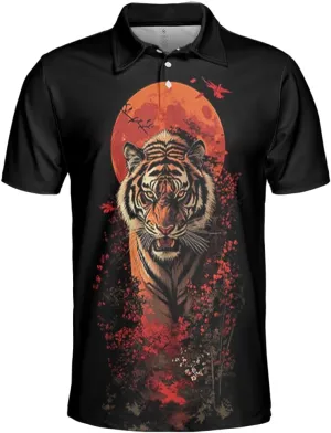 Tigre Polo Shirts for Men - Tigre Lover Stylish Mens Goft Shirt Casual Short Sleeve Button Down Outfit Set 52