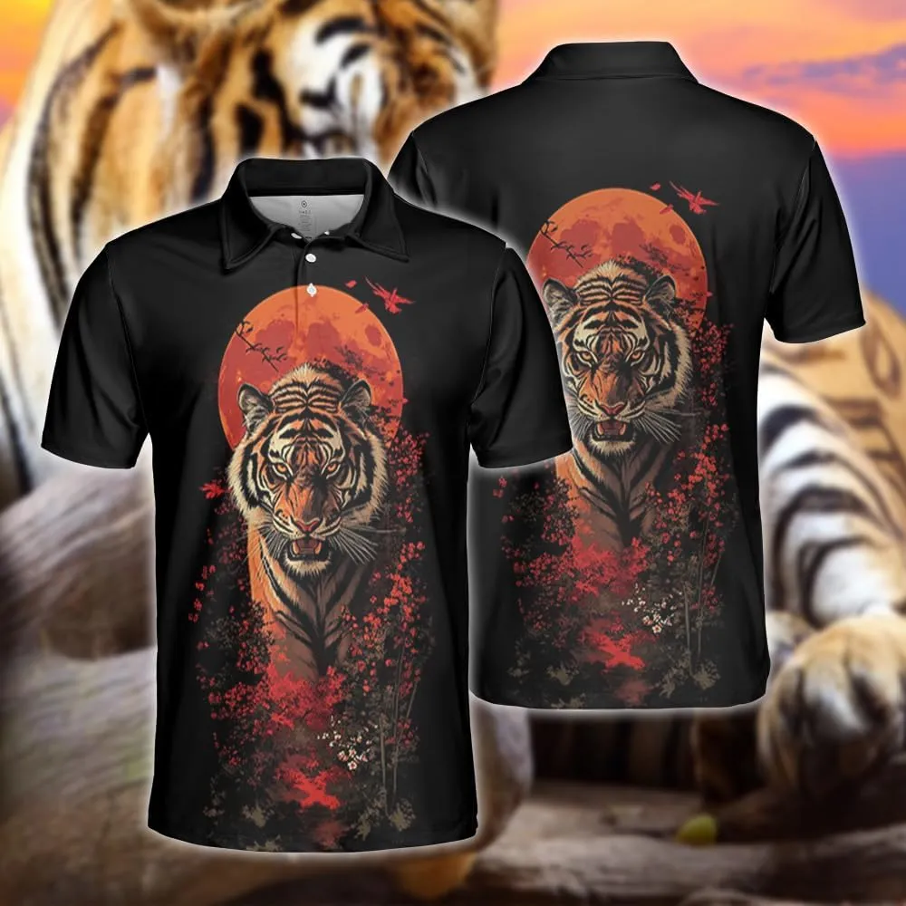 Tigre Polo Shirts for Men - Tigre Lover Stylish Mens Goft Shirt Casual Short Sleeve Button Down Outfit Set 52