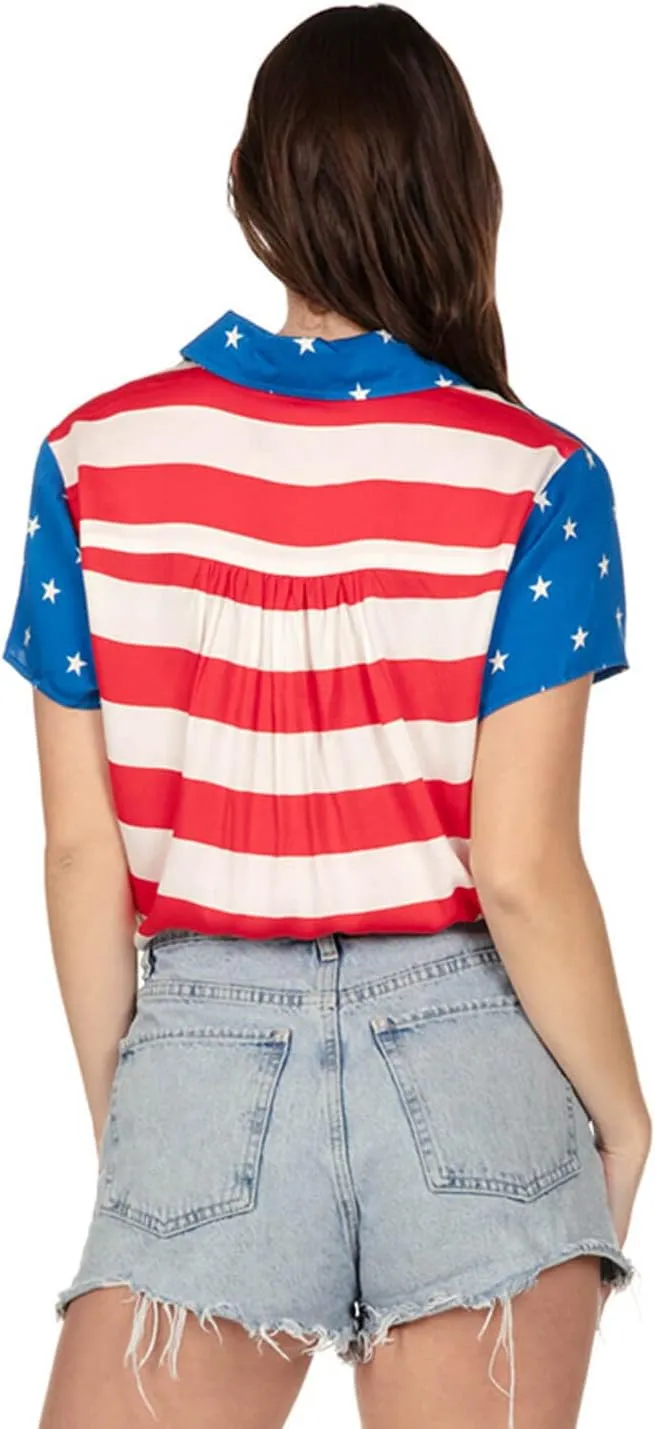 Tipsy Elves 4th of July Shirts for Women - Patriotic Women's Button Down Shirts