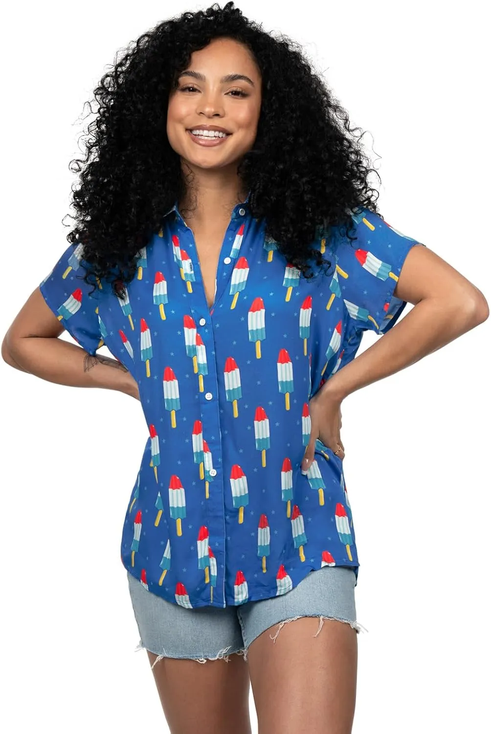 Tipsy Elves 4th of July Shirts for Women - Patriotic Women's Button Down Shirts