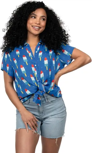 Tipsy Elves 4th of July Shirts for Women - Patriotic Women's Button Down Shirts