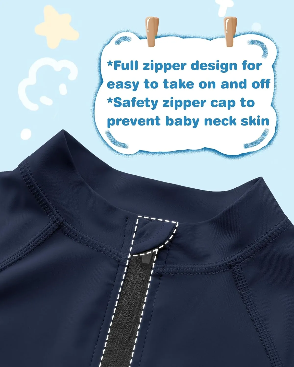 Toddlers Full Zip Up UV Rash Guard SPF Swim Shirts - Baby Boys Girls Long Sleeve Sun Protection Shirts Quick Dry UPF50 