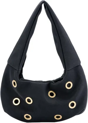 Trendy Burgundy Suede Studded Purse for Women Y2K Punk Rivet Shoulder Bag Underarm Purse Casual Satchel Bag Winter