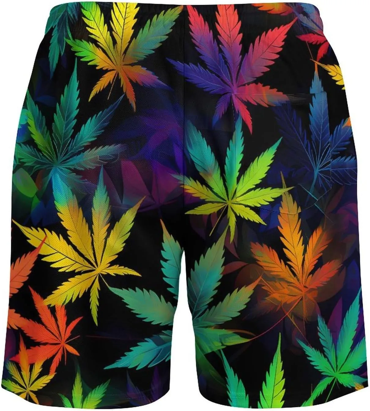 Trippy Weed Tie Dye Men's Swim Trunks with Compression Liner Beach Swimming Shorts with Drawstring and Pockets