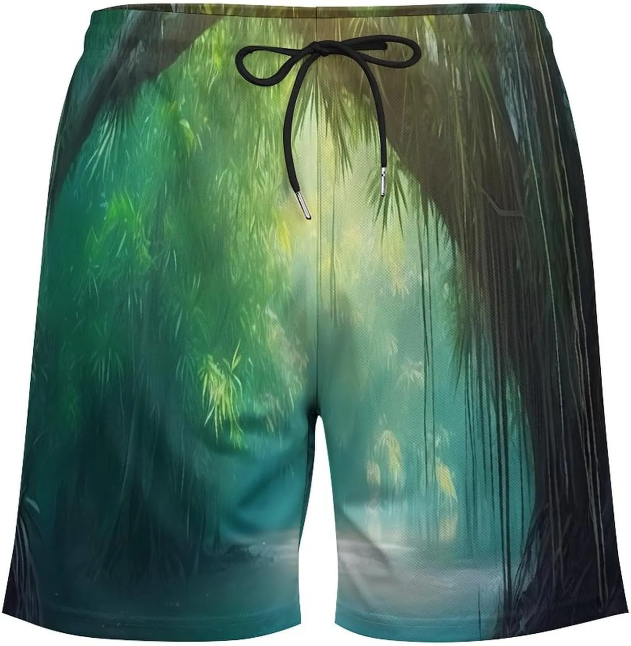 Tropical Forests Water Men's Swim Trunks with Compression Liner Beach Swimming Shorts with Drawstring and Pockets