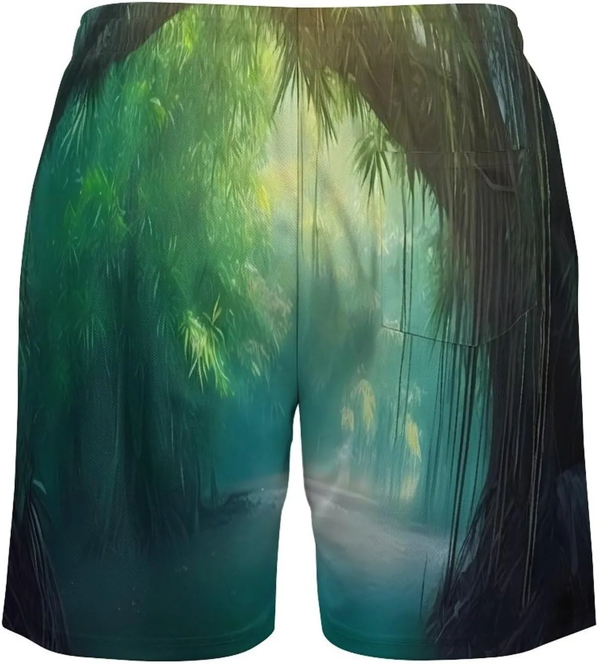 Tropical Forests Water Men's Swim Trunks with Compression Liner Beach Swimming Shorts with Drawstring and Pockets