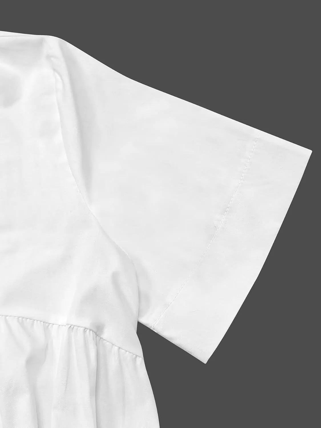 UOOZEE Women's Short Sleeve V Neck A-Line Cotton Dress Swing Flowy Beach Vacation Sundress 2025 Loose Midi Dresses