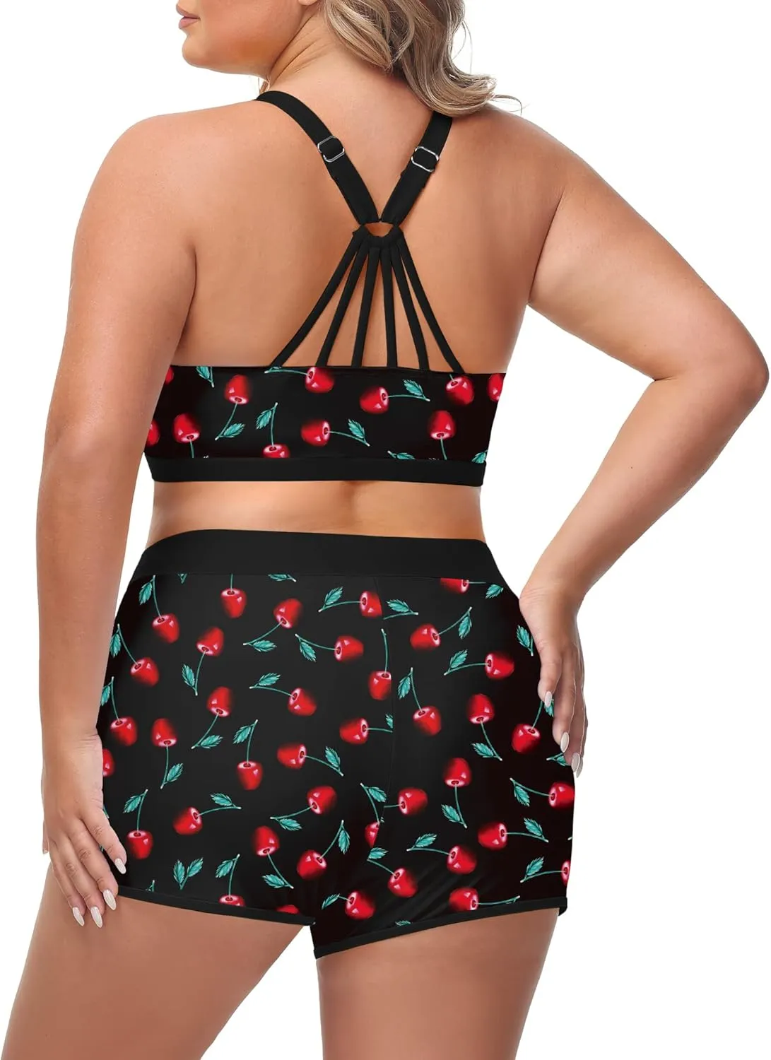 URBEST Women's Plus Size 3 Piece Tankini Bathing Suits, Athletic Swimsuits with Boy Shorts, Tank Top, and Sports Bra