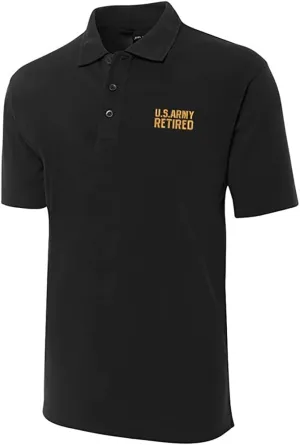 US Army Retired Embroidered Short Sleeve Polo Shirts Classic Embroidery Men's Polo Shirt