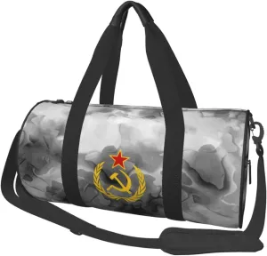 USSR Hammer & Sickle Convertible Garment Bag with Shoulder Strap, Carry on Garment Duffel Bag for Men Women - Rolling Foldable for Travel Luggage Bags (Black)