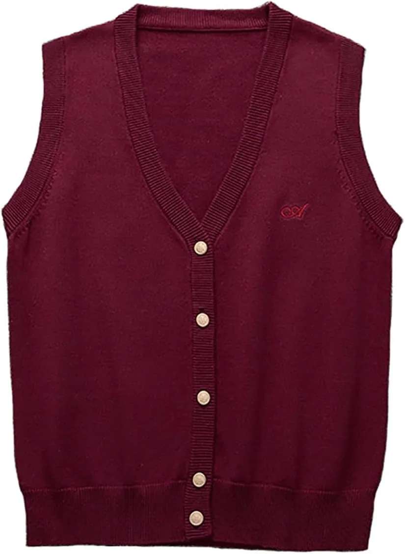 V Neck Sweater Vest for Women Trendy Sleeveless Cardigan Solid Color Button Down Knitted Tank Tops