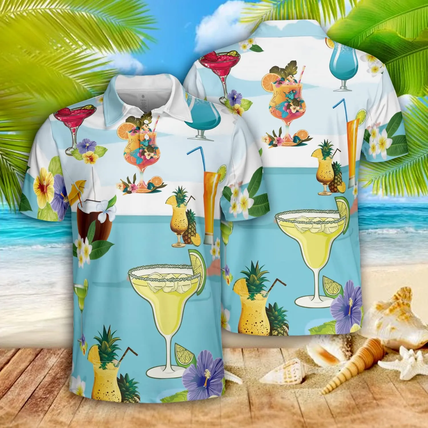 Vibing Cocktail Golf Polo Shirts for Men Women - Drinks Mens Polo Shirt Short Sleeve Golf Shirts Dry Fit Tennis T-Shirt S3