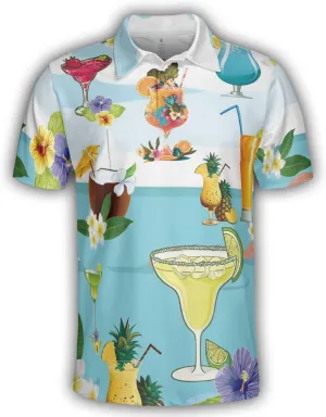 Vibing Cocktail Golf Polo Shirts for Men Women - Drinks Mens Polo Shirt Short Sleeve Golf Shirts Dry Fit Tennis T-Shirt S3