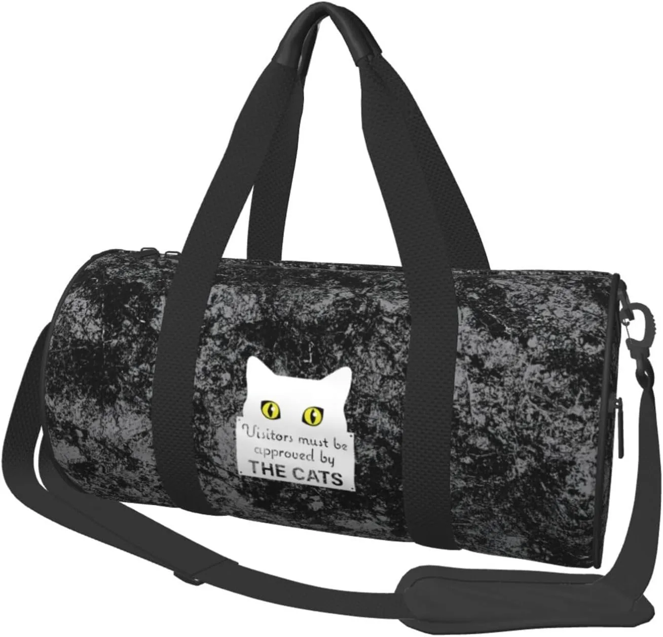 Visitors Must Be Approved by The Cats Convertible Garment Bag with Shoulder Strap, Carry on Garment Duffel Bag for Men Women - Rolling Foldable for Travel Luggage Bags (Black)
