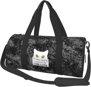Visitors Must Be Approved by The Cats Convertible Garment Bag with Shoulder Strap, Carry on Garment Duffel Bag for Men Women - Rolling Foldable for Travel Luggage Bags (Black)