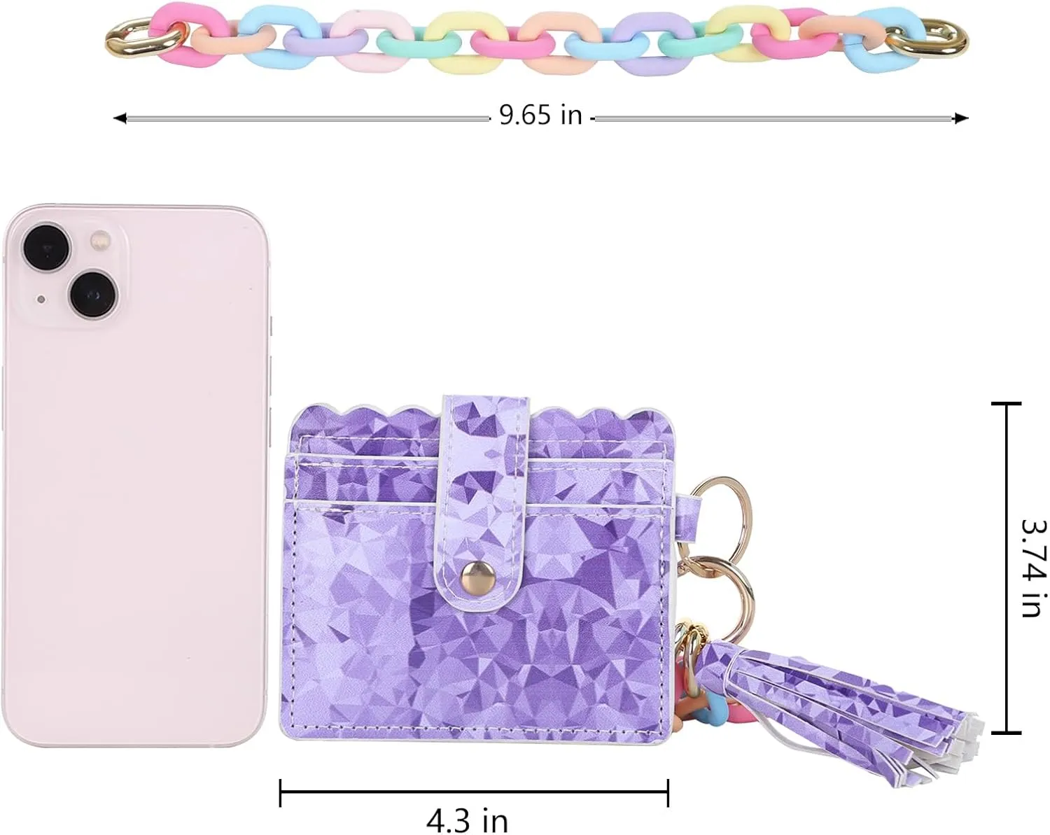 Wallet Keychain Wristlet for Women, Slim Credit Card Holder with Keychain Purse Tassel Keychain Key Ring