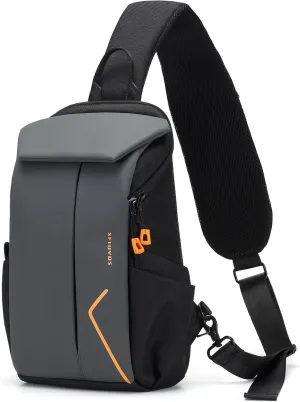 Waterproof Crossbody BagChest Bag for Mens Sling Backpack Large Travel Shoulder Bag with Chest Phone Holder