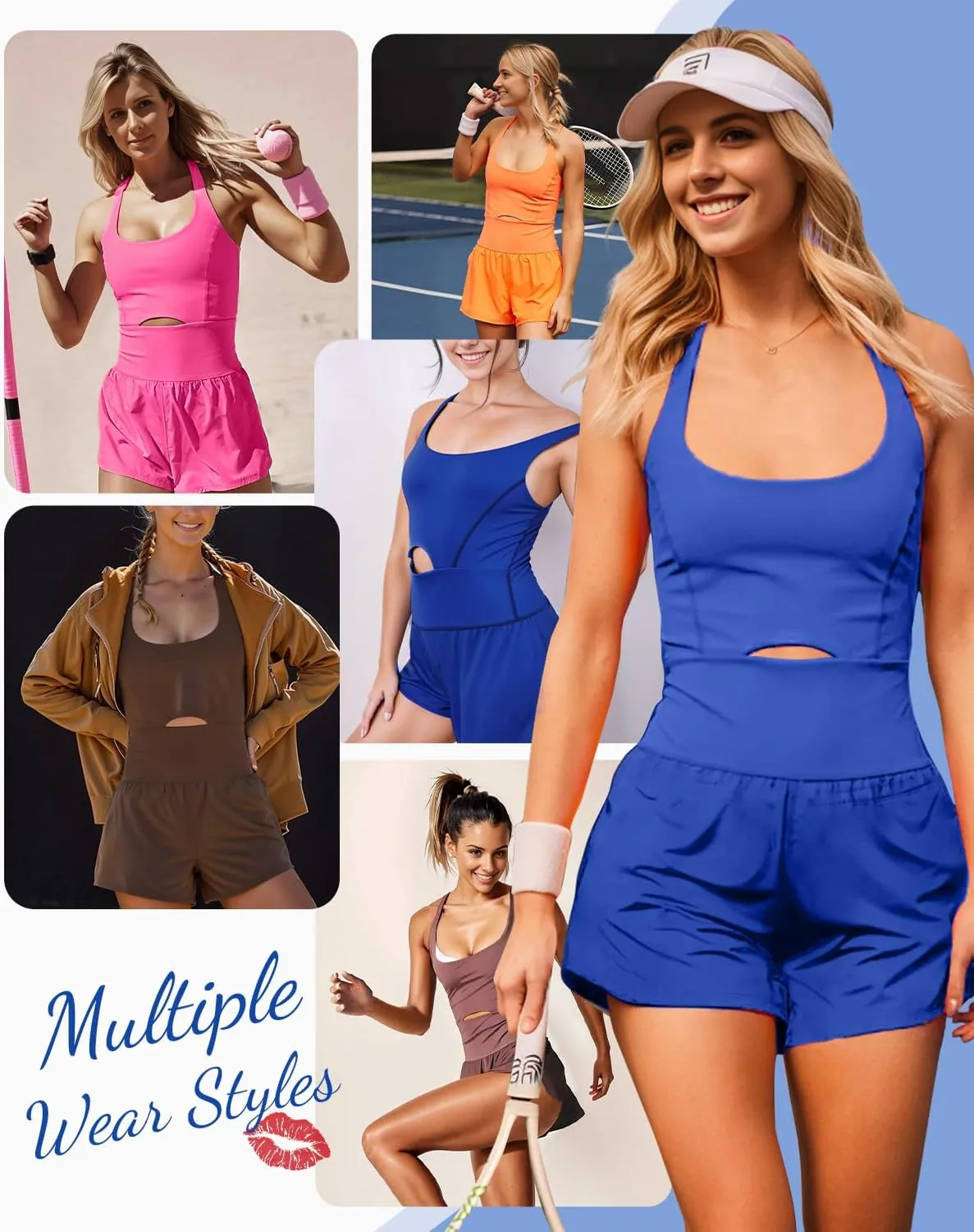 Wenlia Women Workout Romper Onesie with Padded Bras Sleeveless One Piece Outfits Shorts Atheletic Running Jumpsuit Clothes